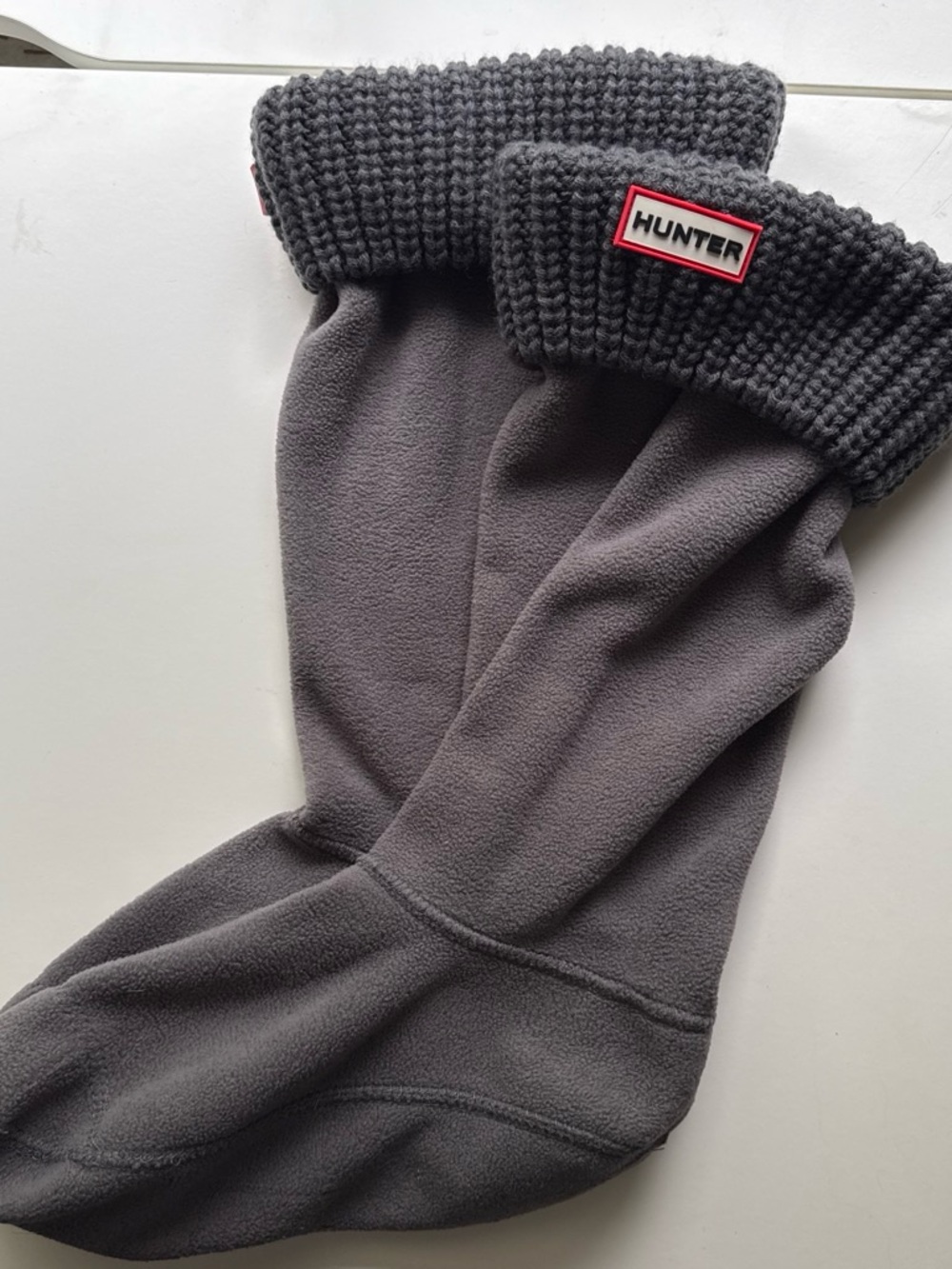 Hunter Gray Fleece Boot Socks with Cable Knit detail